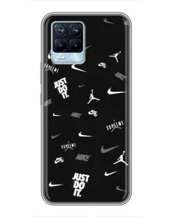 Чохол для Realme 8 з картинкою «Nike Black Pattern»