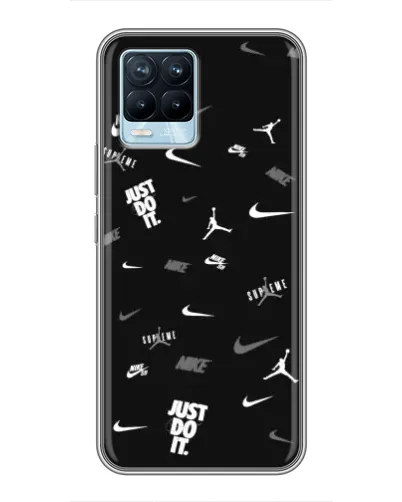 Чехол для Realme 8 с картинкой «Nike Black Pattern» Чехол для Realme 8 с картинкой «Nike Black Pattern»