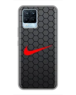 Чохол для Realme 8 з картинкою «Nike — карбонова сітка»