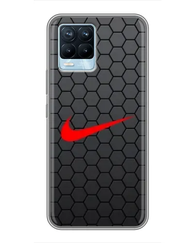 Чехол для Realme 8 с картинкой «Nike — карбоновая сетка»