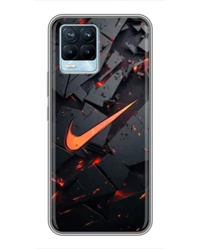 Чехол для Realme 8 с картинкой «Nike — эффект разломов»