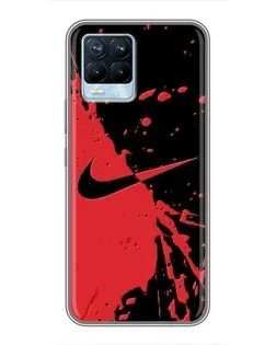 Чохол для Realme 8 з картинкою «Червоні бризки Nike»