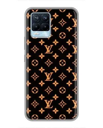 Чехол для Realme 8 с картинкой «Золотая монограмма LV»