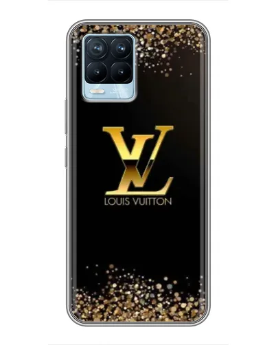 Чехол для Realme 8 с картинкой «LV — золотые искры»