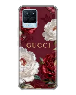 Чохол для Realme 8 з картинкою «Gucci — бордові троянди»