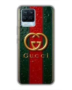 Чохол для Realme 8 з картинкою «Gucci — фірмова смуга та золото»