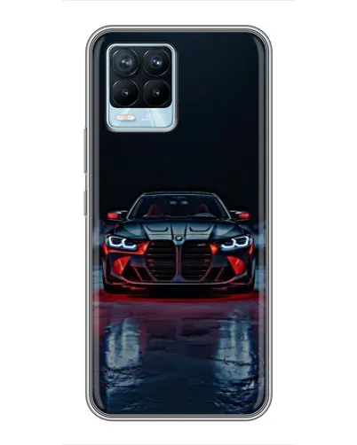 Чехол для Realme 8 с картинкой «BMW на мокрой дороге»