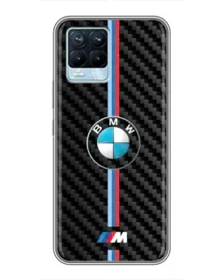 Чехол для Realme 8 с картинкой «Эмблема BMW и карбон»