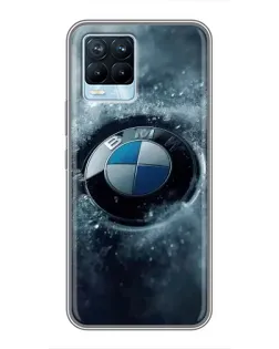 Чехол для Realme 8 с картинкой «Логотип BMW — лед»