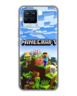 Чехол для Realme 8 с картинкой «Minecraft классический мир»
