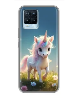 Чехол для Realme 8 с картинкой «Единорог на поляне» Чехол для Realme 8 с картинкой «Единорог на поляне»