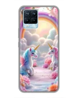 Чехол для Realme 8 с картинкой «Радуга и единороги» Чехол для Realme 8 с картинкой «Радуга и единороги»