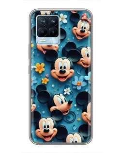 Чехол для Realme 8 с картинкой «Паттерн Микки и Минни»