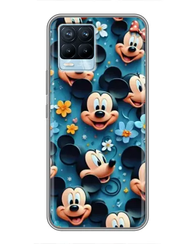 Чехол для Realme 8 с картинкой «Паттерн Микки и Минни»