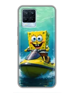 Чехол для Realme 8 с картинкой «Спанч Боб на гидроцикле» Чехол для Realme 8 с картинкой «Спанч Боб на гидроцикле»