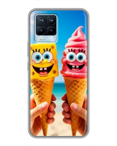 Чехол для Realme 8 с картинкой «Спанч Боб мороженое»