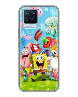 Чехол для Realme 8 с картинкой «Губка Боб и друзья»