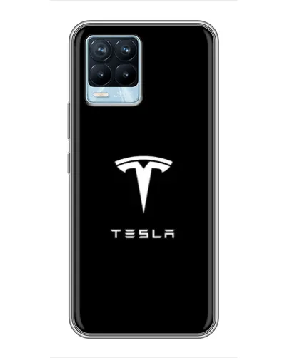 Чохол для Realme 8 з картинкою «Tesla White Logo»