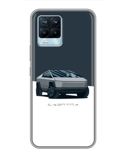 Чохол для Realme 8 з картинкою «Сріблястий Cybertruck Tesla»