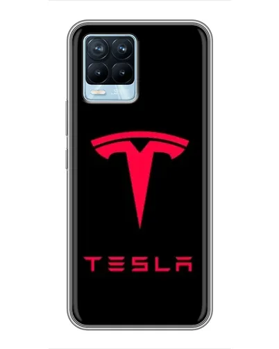 Чохол для Realme 8 з картинкою «Tesla Red Logo»