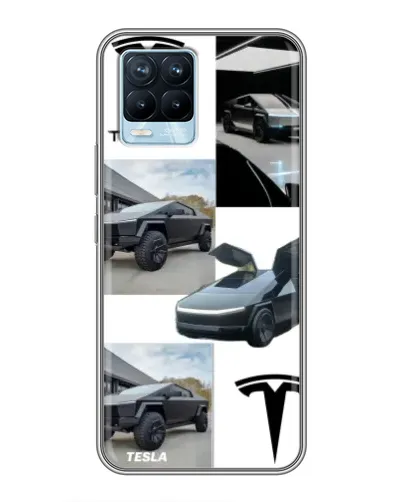 Чохол для Realme 8 з картинкою «Колаж Cybertruck Tesla»