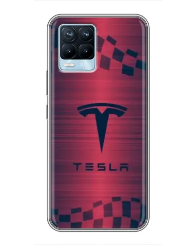 Чохол для Realme 8 з картинкою «Тесла червоний карбон»