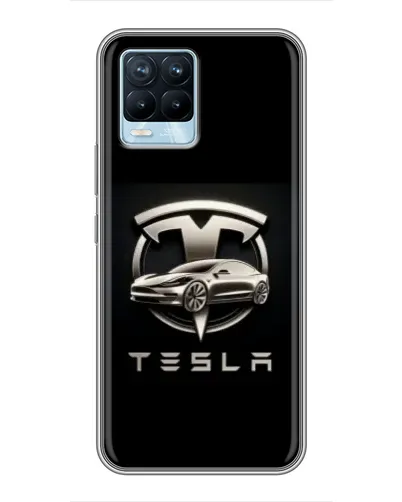 Чохол для Realme 8 з картинкою «Tesla — срібне авто»