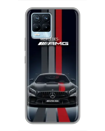 Чехол для Realme 8 с картинкой «Mercedes — белый карбон»