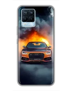 Чохол для Realme 8 з картинкою «Audi у вогняному диму»