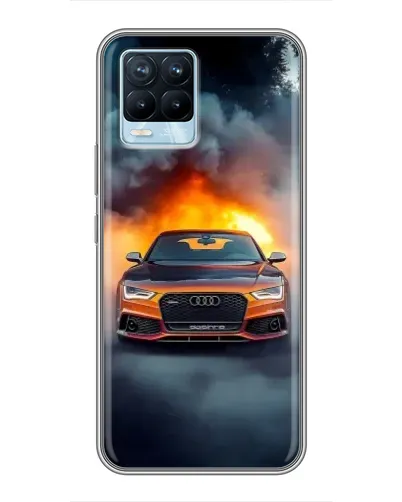 Чехол для Realme 8 с картинкой «Audi в огненном дыму» Чехол для Realme 8 с картинкой «Audi в огненном дыму»
