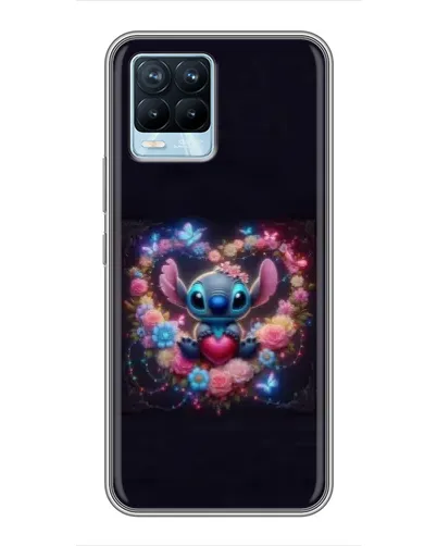 Чохол для Realme 8 з картинкою «Stitch у квітах»