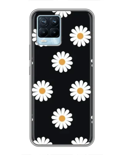 Чохол для Realme 8 з картинкою «Ромашки на чорному»