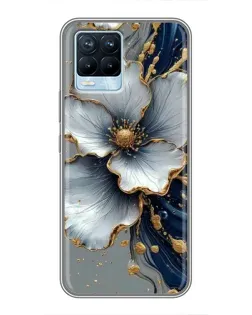 Чохол для Realme 8 з картинкою «Біла квітка та золотий флюїд» Чохол для Realme 8 з картинкою «Біла квітка та золотий флюїд»
