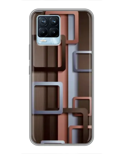 Чохол для Realme 8 з картинкою «Коричневі об'ємні квадрати»