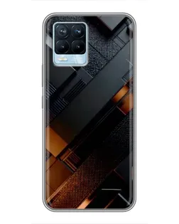 Чохол для Realme 8 з картинкою «Чорні геометричні блоки»