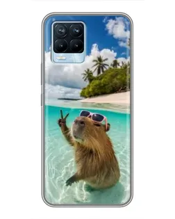 Чохол для Realme 8 з картинкою «Капібара на морі» Чохол для Realme 8 з картинкою «Капібара на морі»