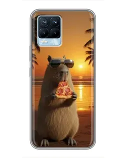 Чохол для Realme 8 з картинкою «Капібара з піцою» Чохол для Realme 8 з картинкою «Капібара з піцою»