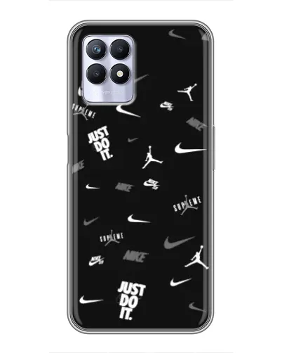 Чехол для Realme 8i с картинкой «Nike Black Pattern» Чехол для Realme 8i с картинкой «Nike Black Pattern»