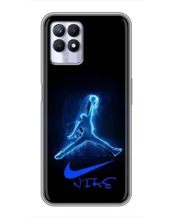 Чехол для Realme 8i с картинкой «Jordan Neon Blue»