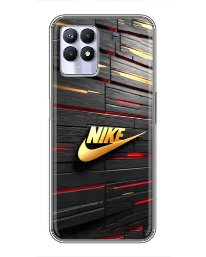 Чехол для Realme 8i с картинкой «Золотой Nike на металле»