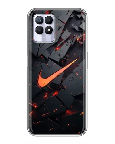 Чехол для Realme 8i с картинкой «Nike — эффект разломов»