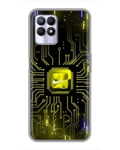 Чехол для Realme 8i с картинкой «Nike — золотая искра»