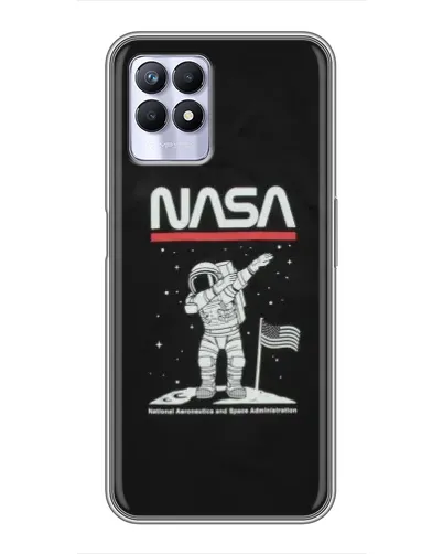 Чехол для Realme 8i с картинкой «NASA — шагаем по Луне»