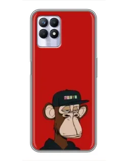 Чехол для Realme 8i с картинкой «Bored Ape — красный фон»