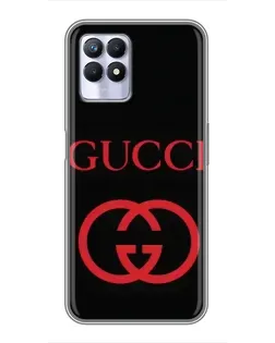 Чехол для Realme 8i с картинкой «Gucci — красный логотип»
