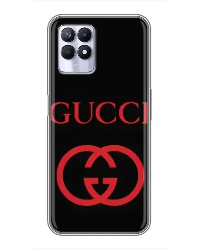 Чехол для Realme 8i с картинкой «Gucci — красный логотип»