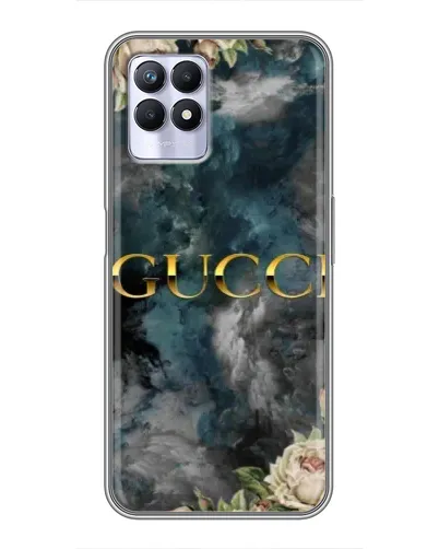Чехол для Realme 8i с картинкой «Абстрактные цветы Gucci»