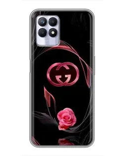 Чехол для Realme 8i с картинкой «Gucci — неоновая роза»
