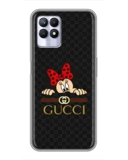 Чехол для Realme 8i с картинкой «Минни Маус Gucci — черный»