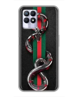 Чехол для Realme 8i с картинкой «Gucci — змея на полосе»